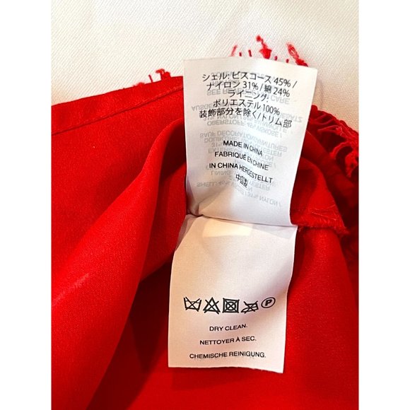 J. Crew Women Front Lace Blouse Top Sleeveless Ruffle Keyhole Neck Red Size XXS - Picture 8 of 8